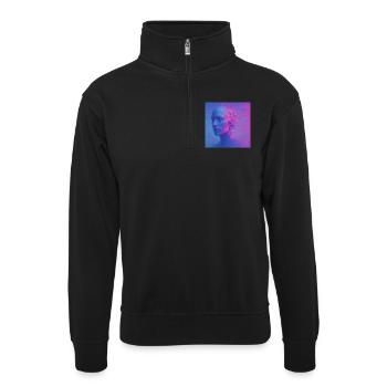 Futuristischer Kopf im Digital Stil - Unisex Pullover mit Zip-Kragen - Schwarz - Vorne