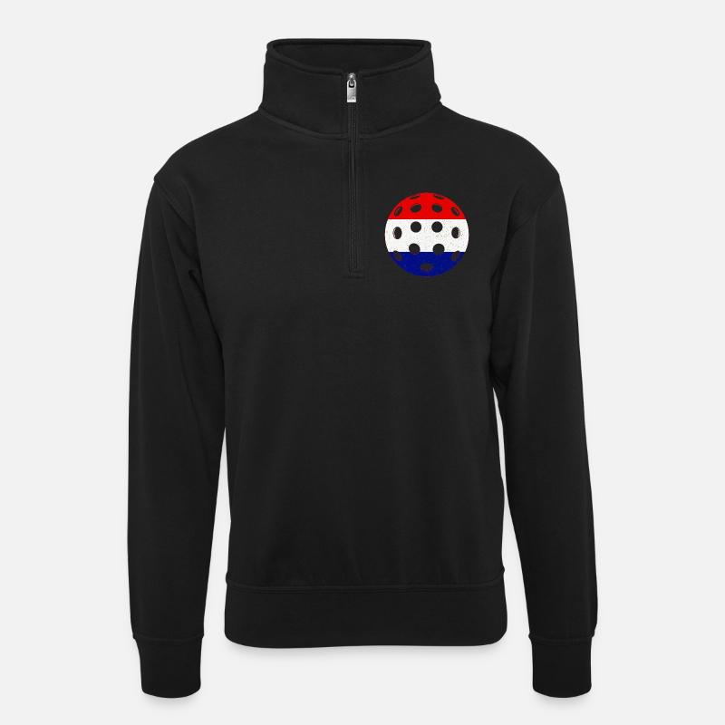 Pickleball Niederlande - Unisex Pullover mit Zip-Kragen - Schwarz
