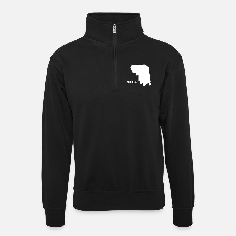 South L.A. white - Unisex sweater with zip collar - black