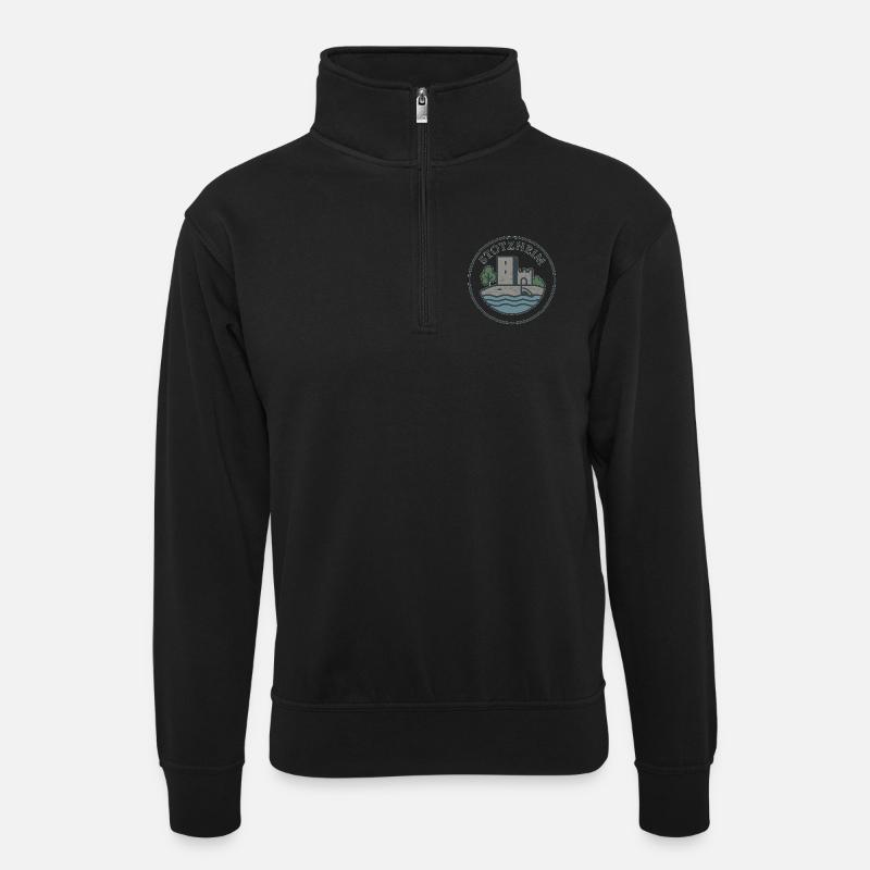 stotzheim - Unisex Pullover mit Zip-Kragen - Schwarz