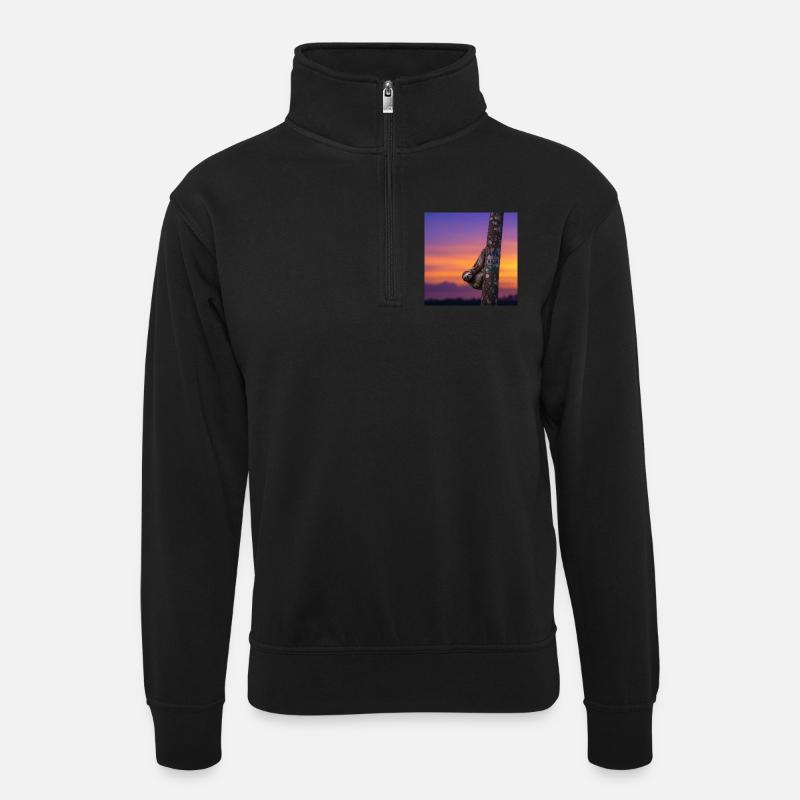 Faultier Wanderer Pura Vida - Unisex Pullover mit Zip-Kragen - Schwarz