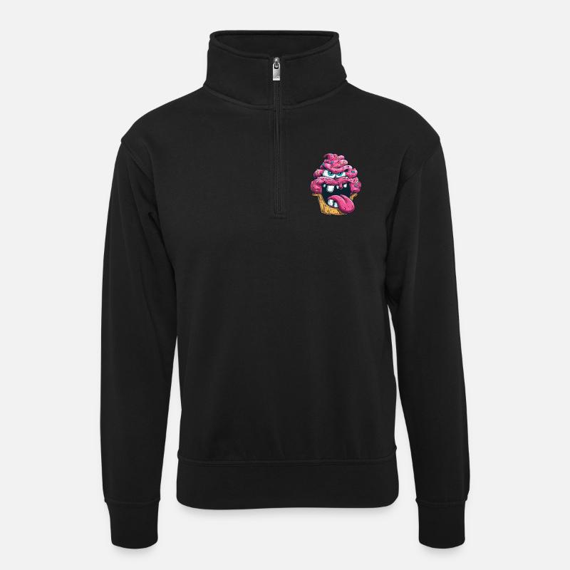 Durchgeknallter Cupcake. - Unisex Pullover mit Zip-Kragen - Schwarz