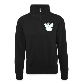 Leuchtender Halloween-Geist - Unisex Pullover mit Zip-Kragen - Schwarz - Vorne