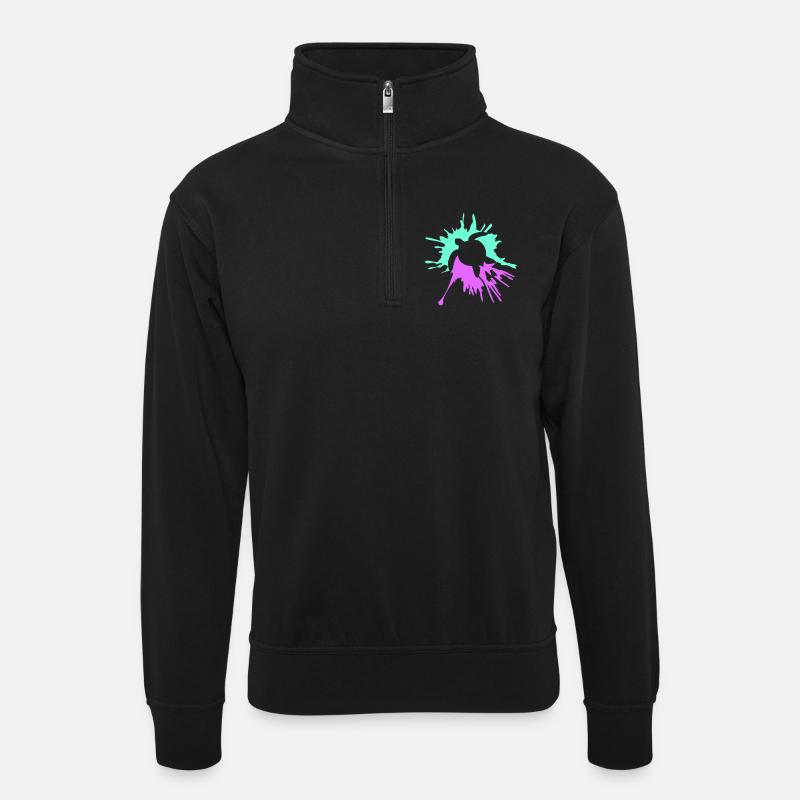 Water turtle paint splash drops - Unisex sweater with zip collar - black