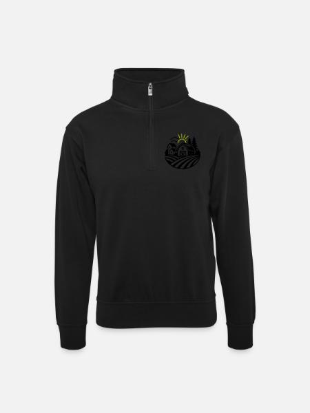 Bauernhof Farm - Unisex Pullover mit Zip-Kragen - Schwarz