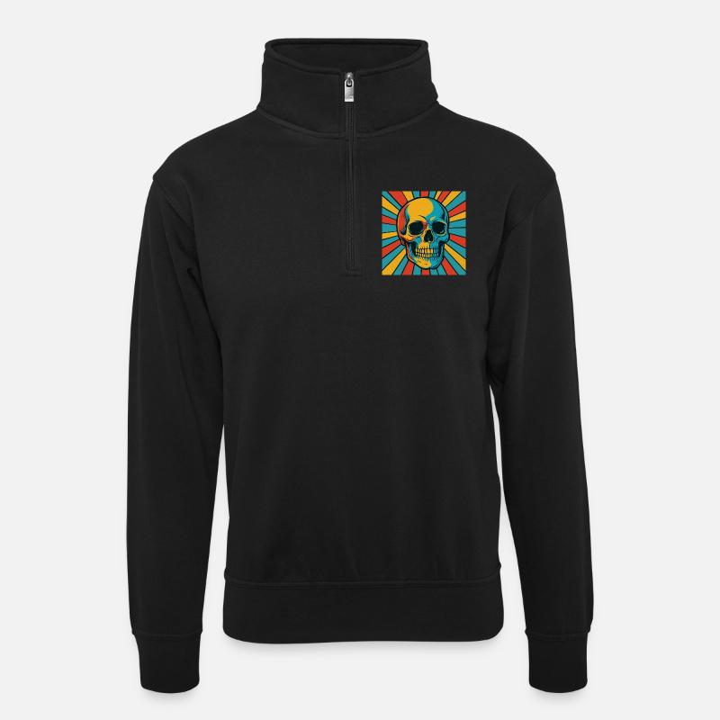 Explodierter Farbtopf Totenkopf - Unisex Pullover mit Zip-Kragen - Schwarz