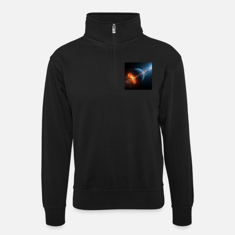 Cosmic Firestarter - Unisex Pullover mit Zip-Kragen - Schwarz