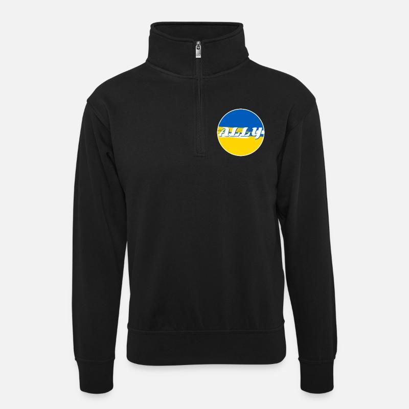 Ally Ukraine - Unisex Pullover mit Zip-Kragen - Schwarz