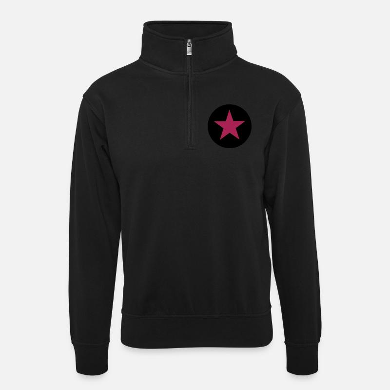 Stern - Unisex Pullover mit Zip-Kragen - Schwarz