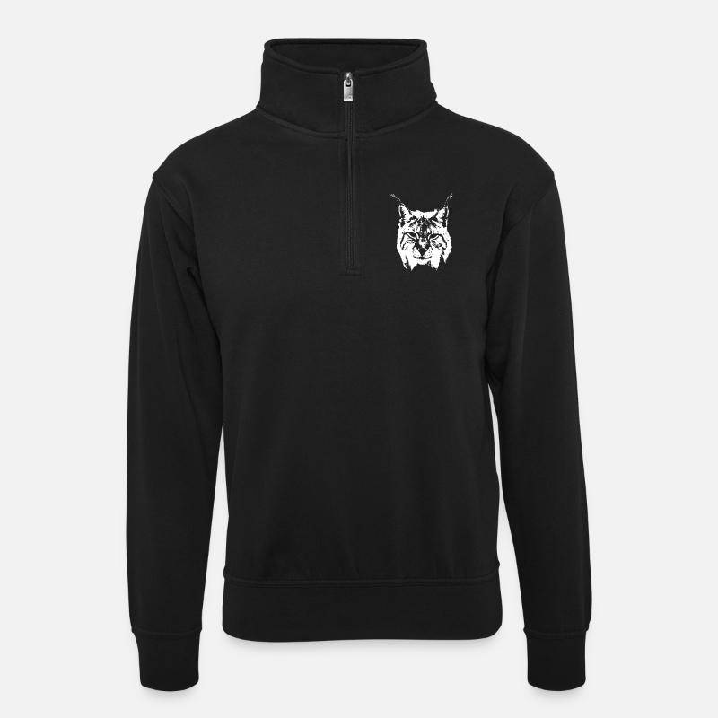 Luchs - Unisex Pullover mit Zip-Kragen - Schwarz