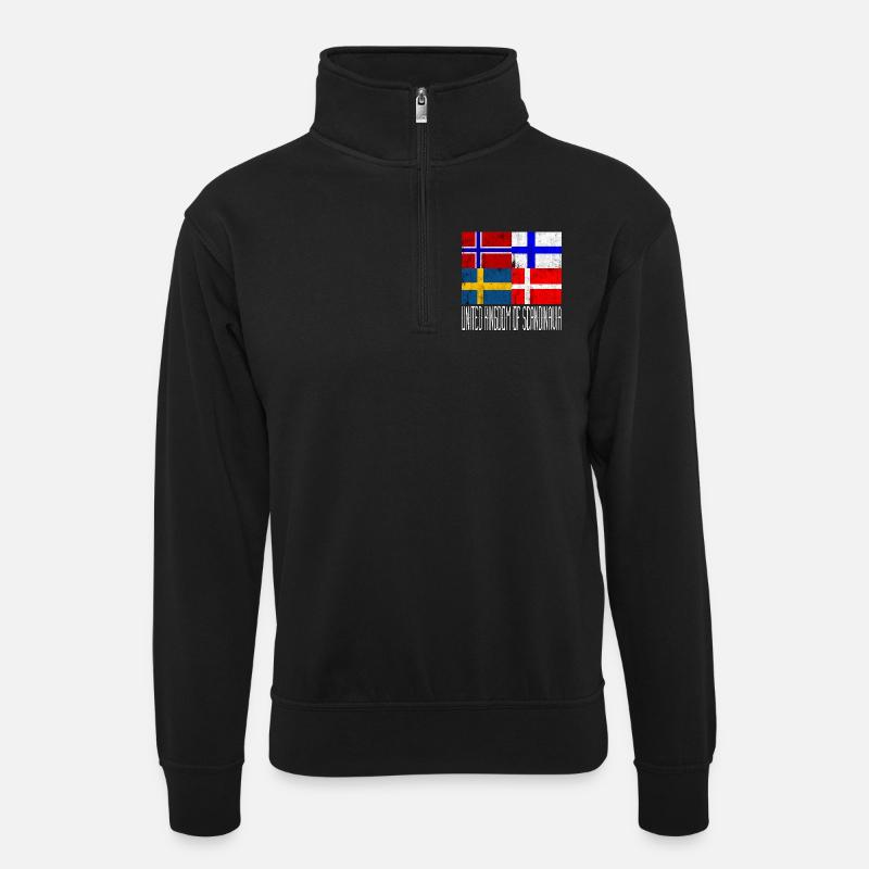 Scandinavia United - Unisex Pullover mit Zip-Kragen - Schwarz