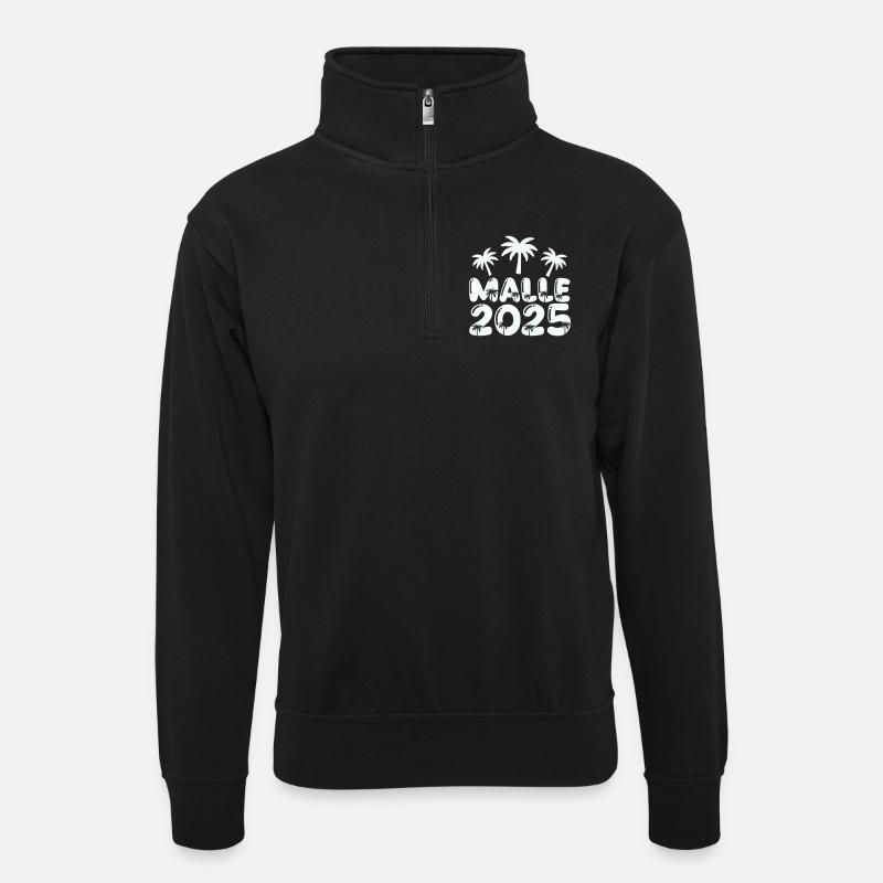 malle 2025 - Unisex Pullover mit Zip-Kragen - Schwarz