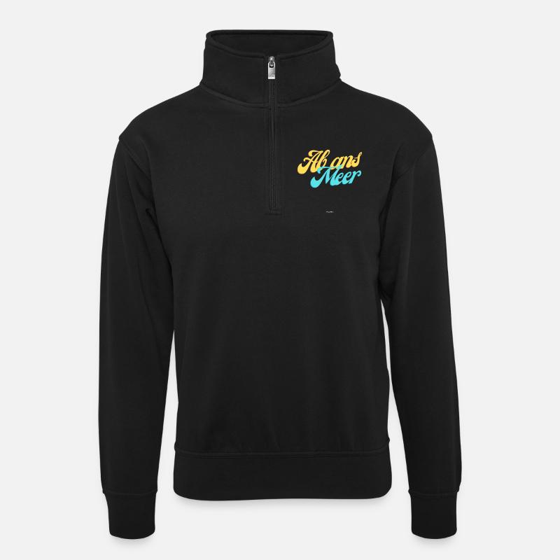 Ab ans Meer - Unisex Pullover mit Zip-Kragen - Schwarz