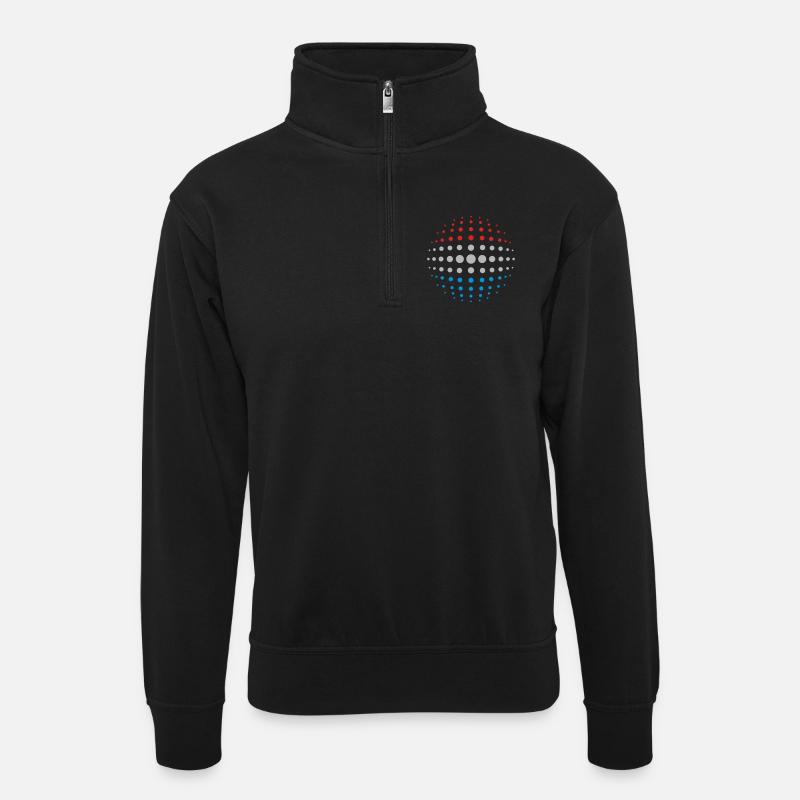 geo_dotsphere_luxembourg_3c01 - Unisex Pullover mit Zip-Kragen - Schwarz