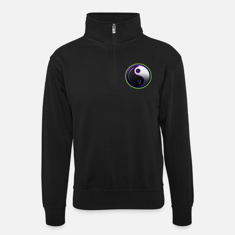 Ying Yang spirit - Unisex Pullover mit Zip-Kragen - Schwarz