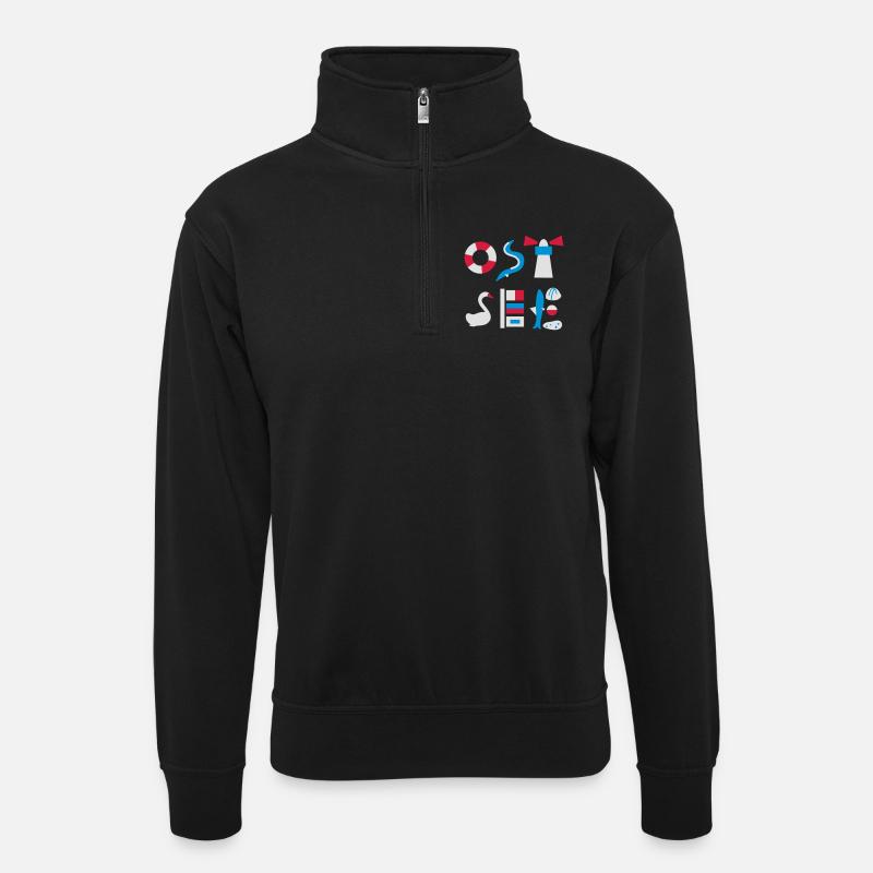 Ostsee - Unisex Pullover mit Zip-Kragen - Schwarz