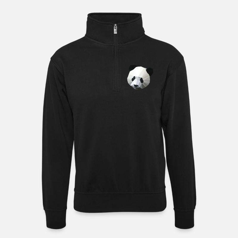 Polygon Panda - Unisex Pullover mit Zip-Kragen - Schwarz