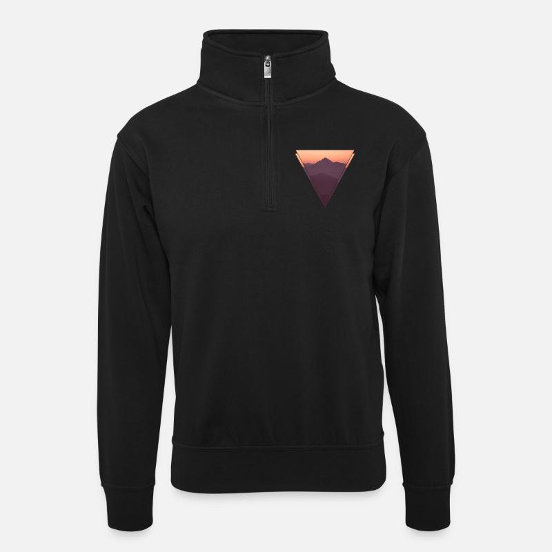 Mountains triangle - Unisex sweater with zip collar - black
