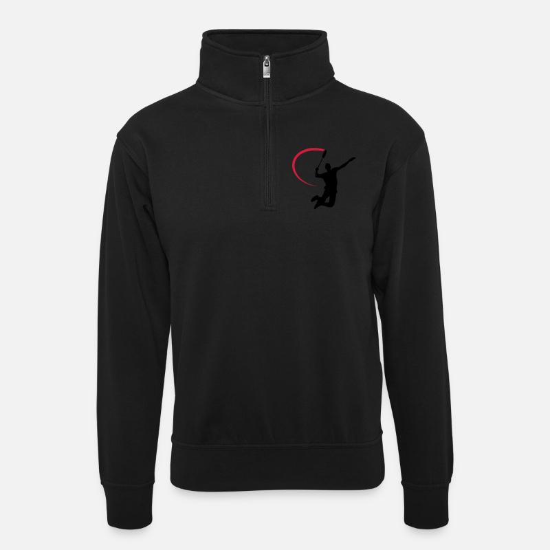 badminton - Unisex Pullover mit Zip-Kragen - Schwarz