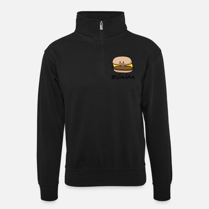 Burger als Bürger - Unisex Pullover mit Zip-Kragen - Schwarz