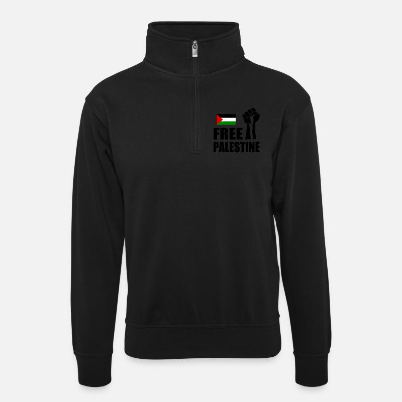 Free palestine - Unisex Pullover mit Zip-Kragen - Schwarz