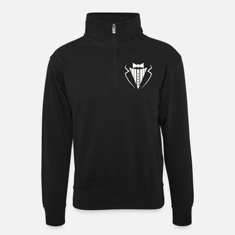 anzug texedo - Unisex Pullover mit Zip-Kragen - Schwarz