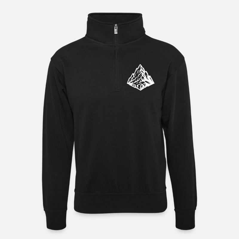 Berg Gipfel Symbol - Unisex Pullover mit Zip-Kragen - Schwarz