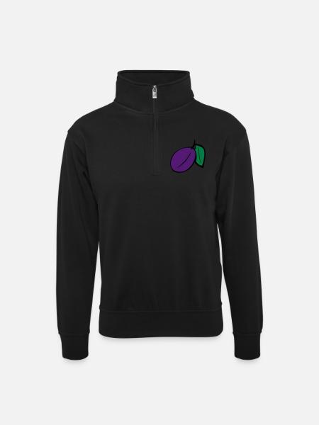 Plum - Unisex sweater with zip collar - black