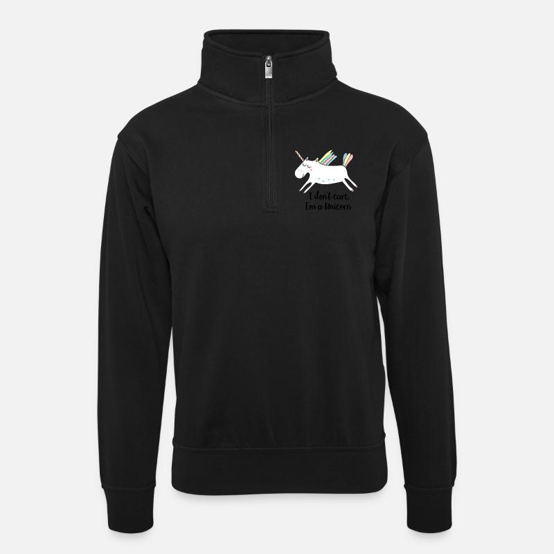 Einhorn - Unisex Pullover mit Zip-Kragen - Schwarz