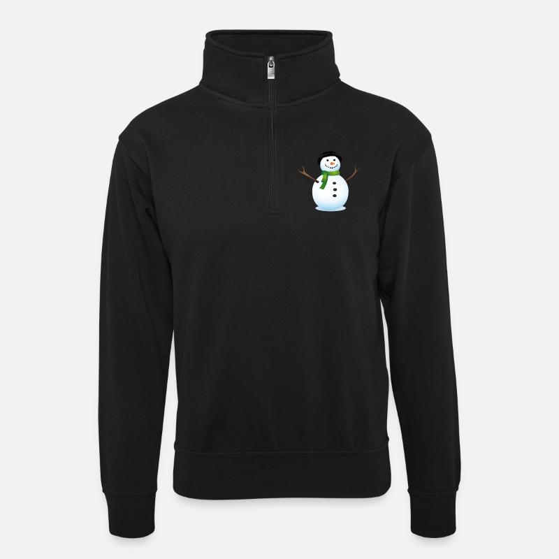Schneemann - Unisex Pullover mit Zip-Kragen - Schwarz