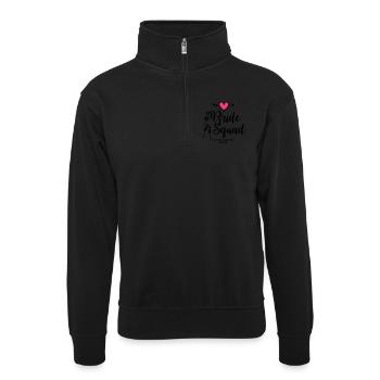 bride squad heart - Unisex Pullover mit Zip-Kragen - Schwarz - Vorne