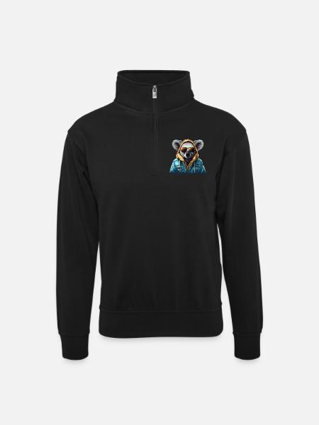 Streetstyle-Koalabär | Koala-Liebhaber - Unisex Pullover mit Zip-Kragen - Schwarz