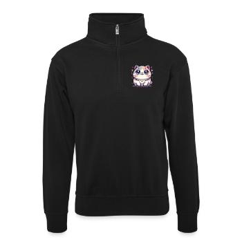 Stay Paw-some – Lustiges Katzen Shirt - Unisex Pullover mit Zip-Kragen - Schwarz - Vorne