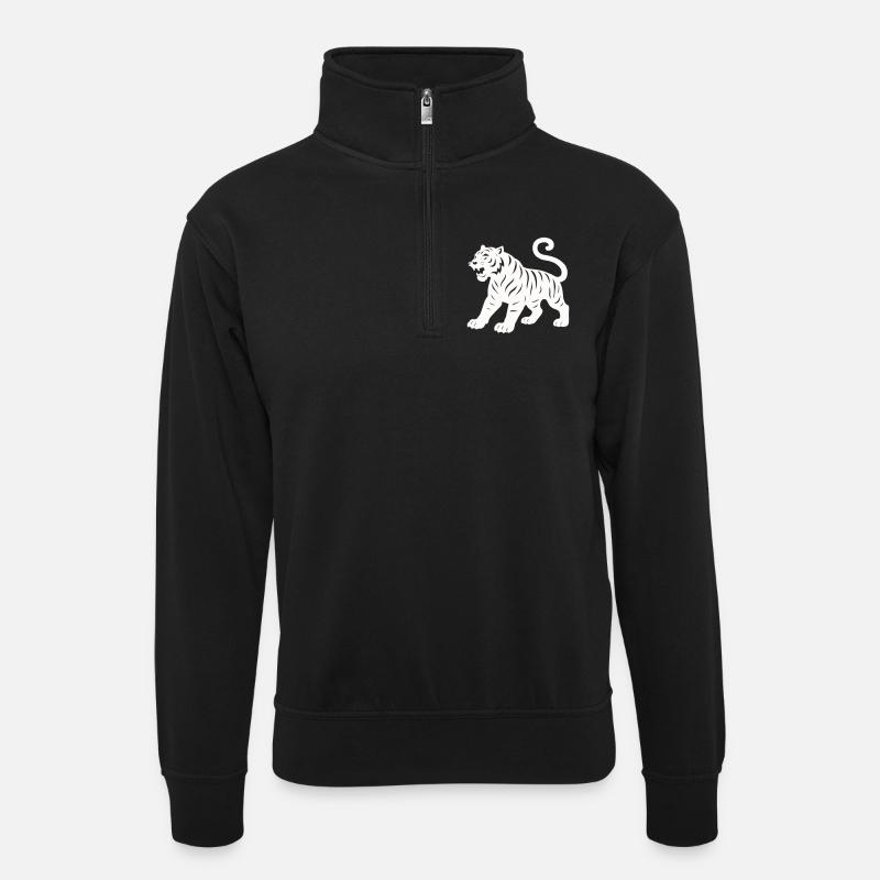 tiger - Unisex Pullover mit Zip-Kragen - Schwarz