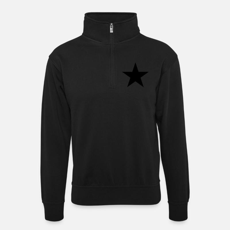 Stern - Unisex Pullover mit Zip-Kragen - Schwarz