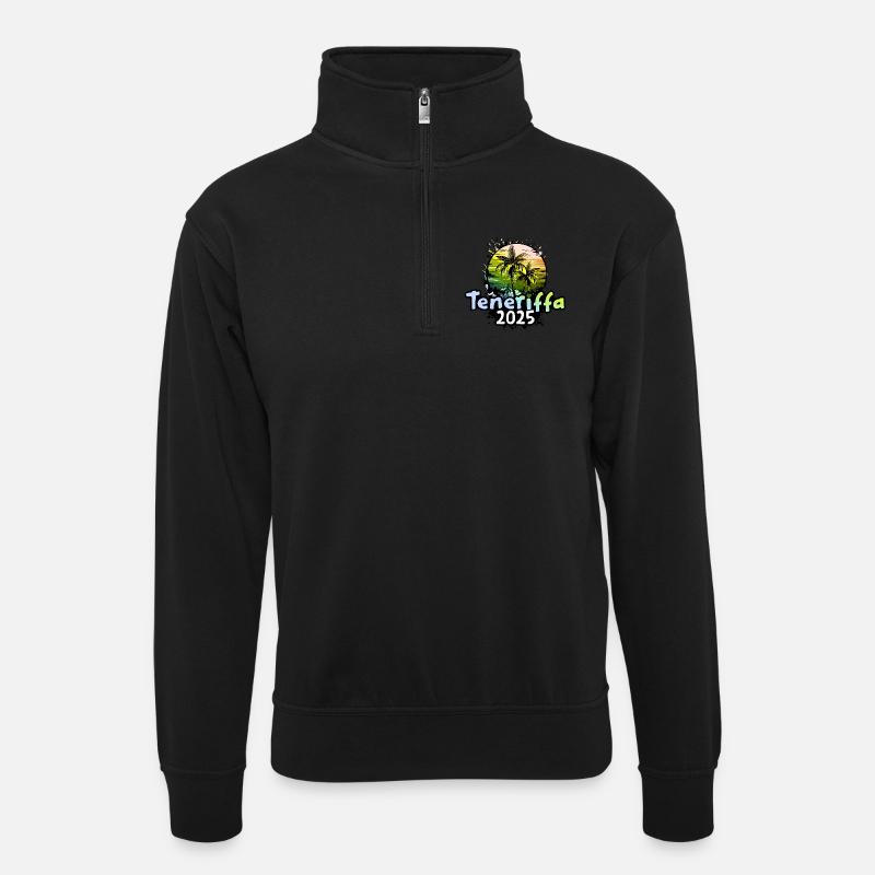 Teneriffa 2025 - Unisex Pullover mit Zip-Kragen - Schwarz
