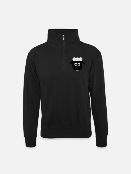 Schaf, mäh, Tier - Unisex Pullover mit Zip-Kragen - Schwarz