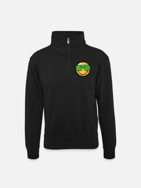 Smiley Sunglasses - Unisex Pullover mit Zip-Kragen - Schwarz