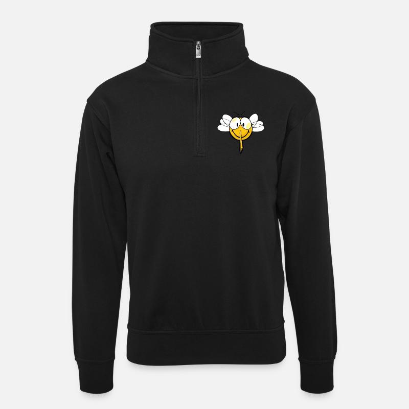 Smiley Mosquito - Unisex Pullover mit Zip-Kragen - Schwarz