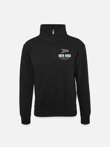 South Africa Flag Logo - Unisex Pullover mit Zip-Kragen - Schwarz