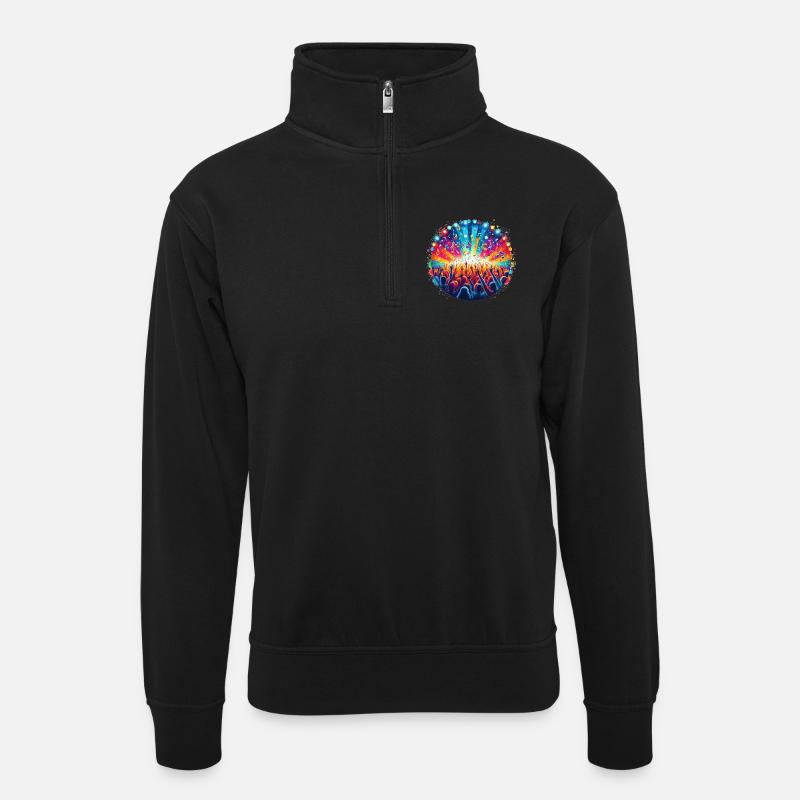 Festival Party - Unisex Pullover mit Zip-Kragen - Schwarz