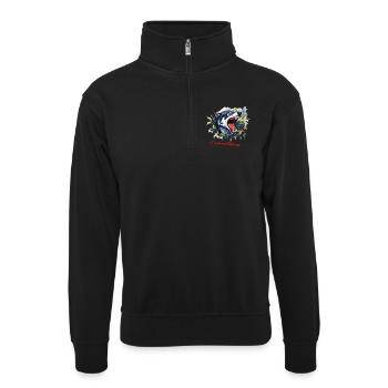 Wolfsbeere – Atropa belladonna - Unisex Pullover mit Zip-Kragen - Schwarz - Vorne