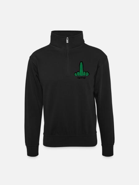 Fucktus - Unisex Pullover mit Zip-Kragen - Schwarz