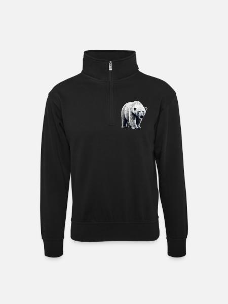 Eisbär - Unisex Pullover mit Zip-Kragen - Schwarz