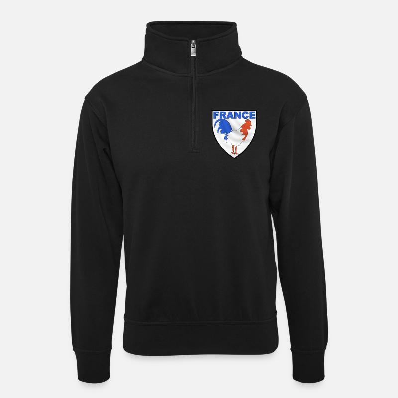 coq_france_design_01 - Unisex Pullover mit Zip-Kragen - Schwarz