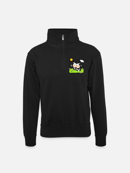 Cow Friends - Unisex sweater with zip collar - black