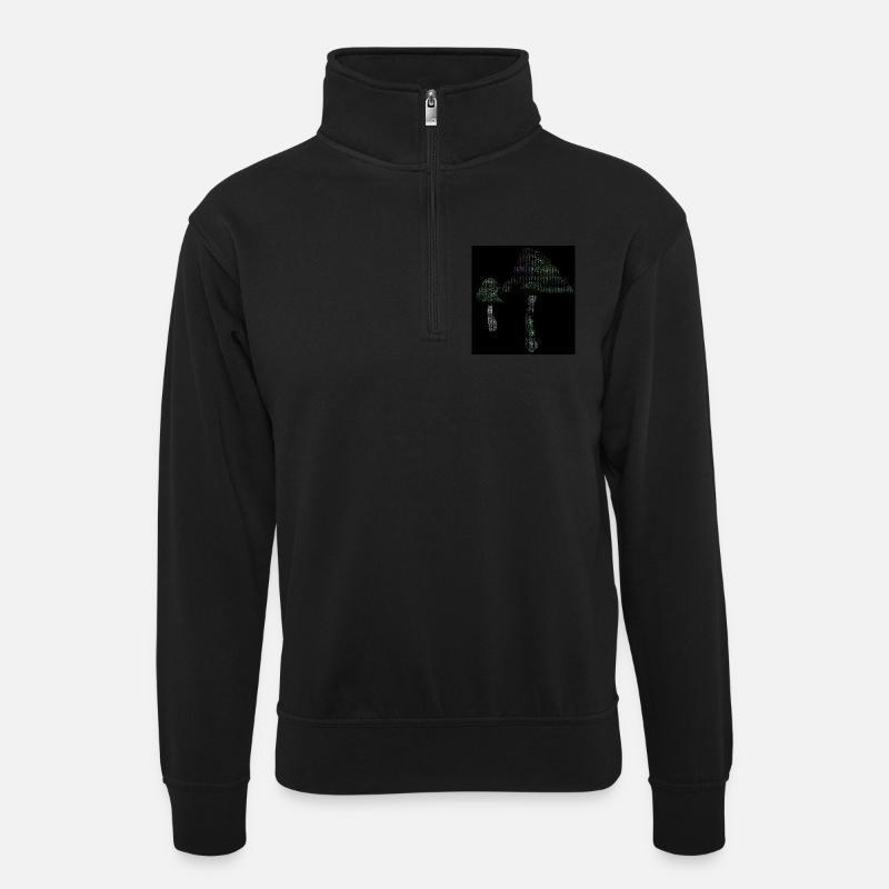 Ascii zauber pilze - Unisex Pullover mit Zip-Kragen - Schwarz