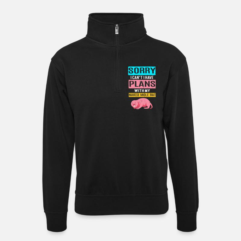 Nacktmull - Unisex Pullover mit Zip-Kragen - Schwarz