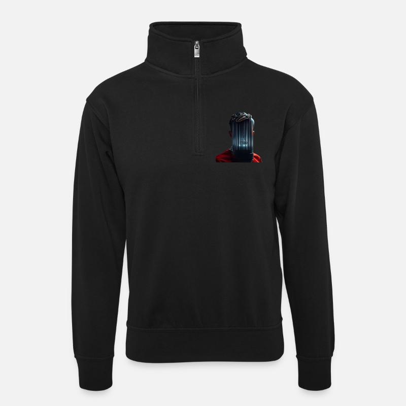 Mensch und Maschine - Unisex Pullover mit Zip-Kragen - Schwarz