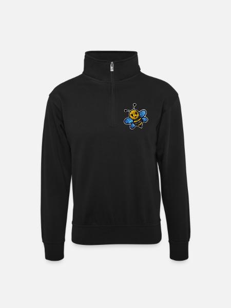 Cosmic Bee - Unisex sweater with zip collar - black